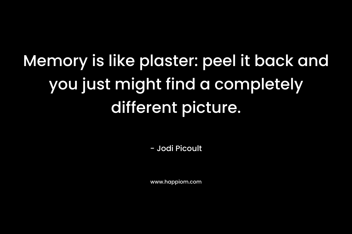 Memory is like plaster: peel it back and you just might find a completely different picture. – Jodi Picoult