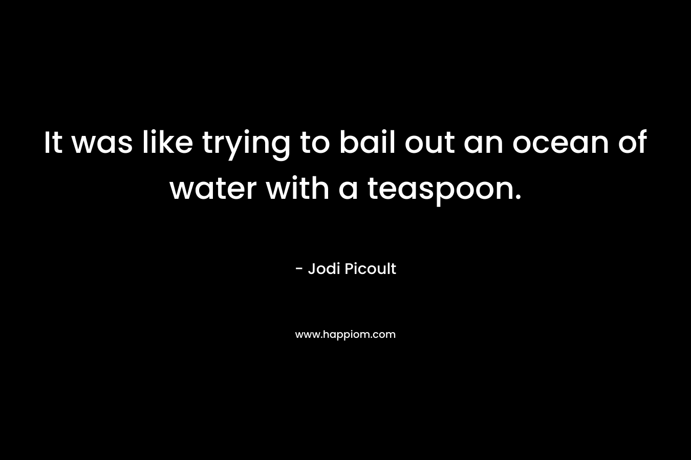It was like trying to bail out an ocean of water with a teaspoon. – Jodi Picoult