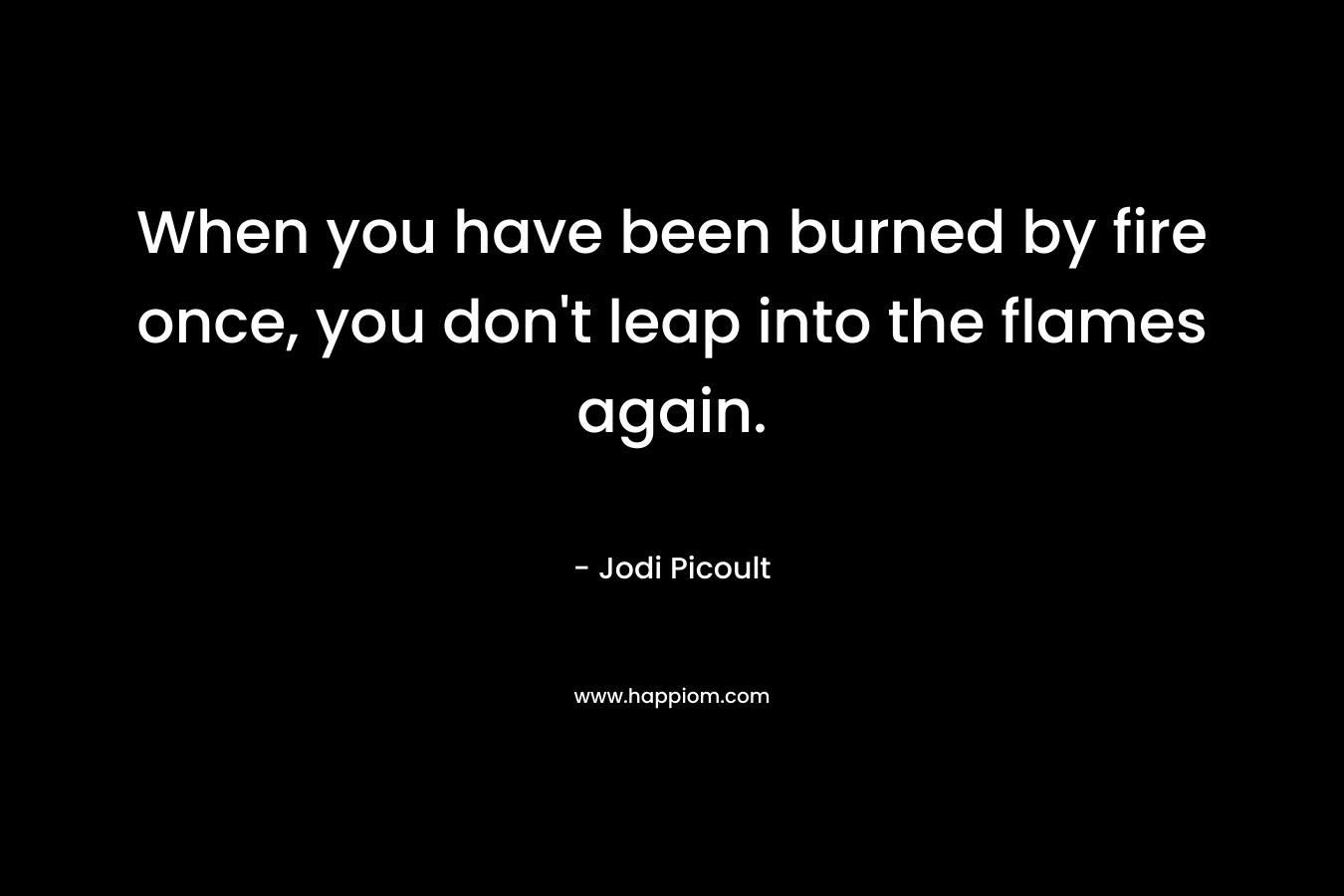 When you have been burned by fire once, you don’t leap into the flames again. – Jodi Picoult