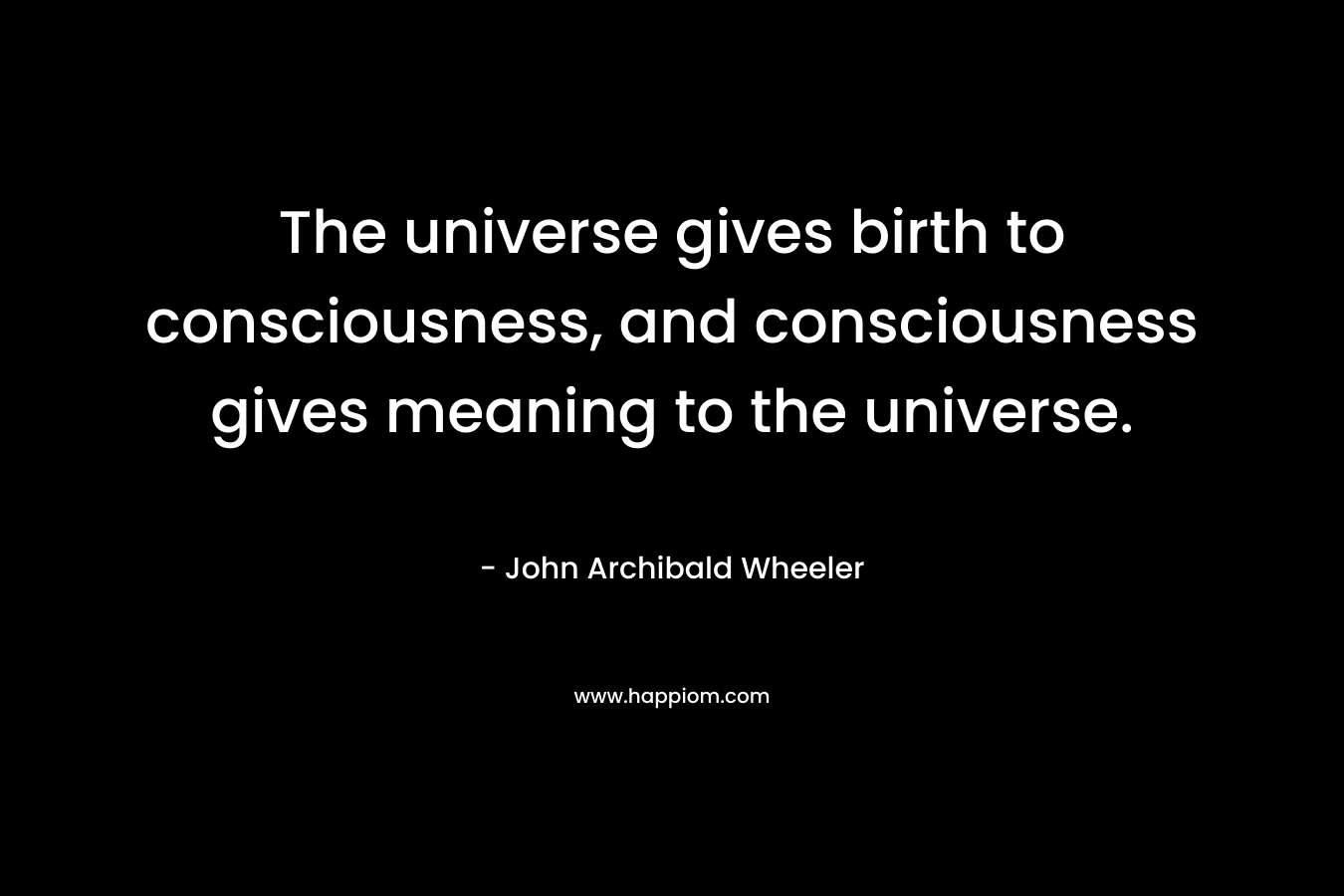 The universe gives birth to consciousness, and consciousness gives meaning to the universe.