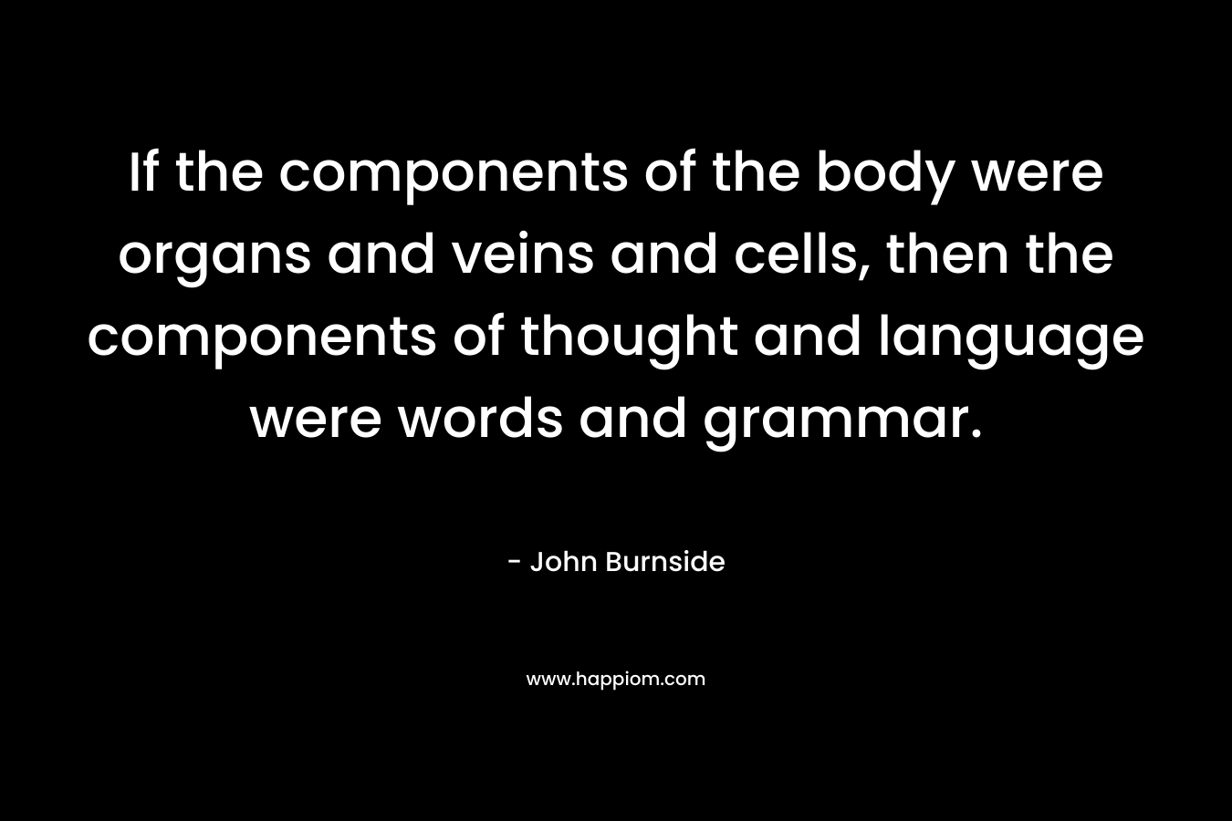 If the components of the body were organs and veins and cells, then the components of thought and language were words and grammar.