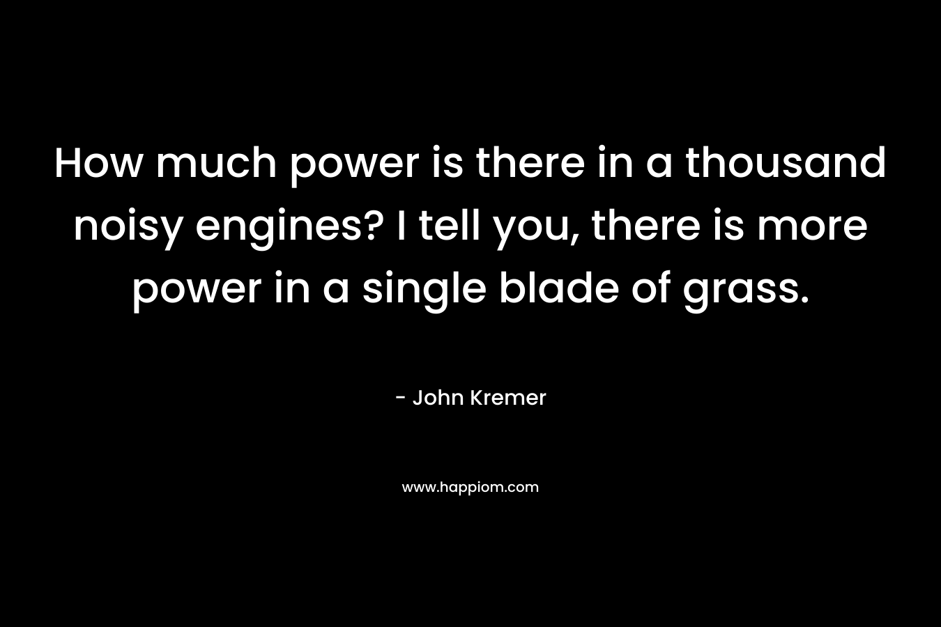How much power is there in a thousand noisy engines? I tell you, there is more power in a single blade of grass. – John Kremer