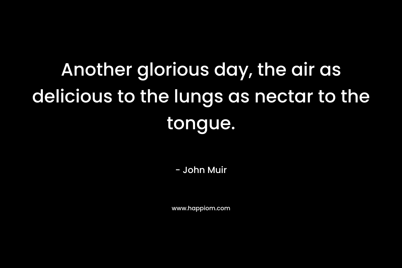 Another glorious day, the air as delicious to the lungs as nectar to the tongue.