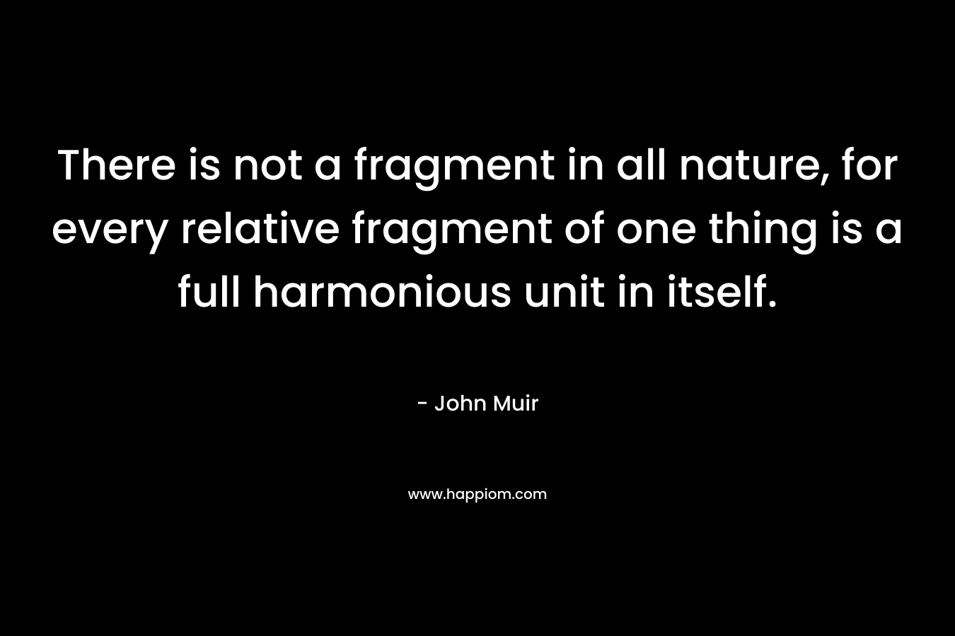 There is not a fragment in all nature, for every relative fragment of one thing is a full harmonious unit in itself. – John Muir