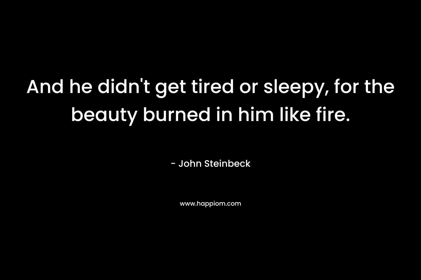 And he didn’t get tired or sleepy, for the beauty burned in him like fire. – John Steinbeck