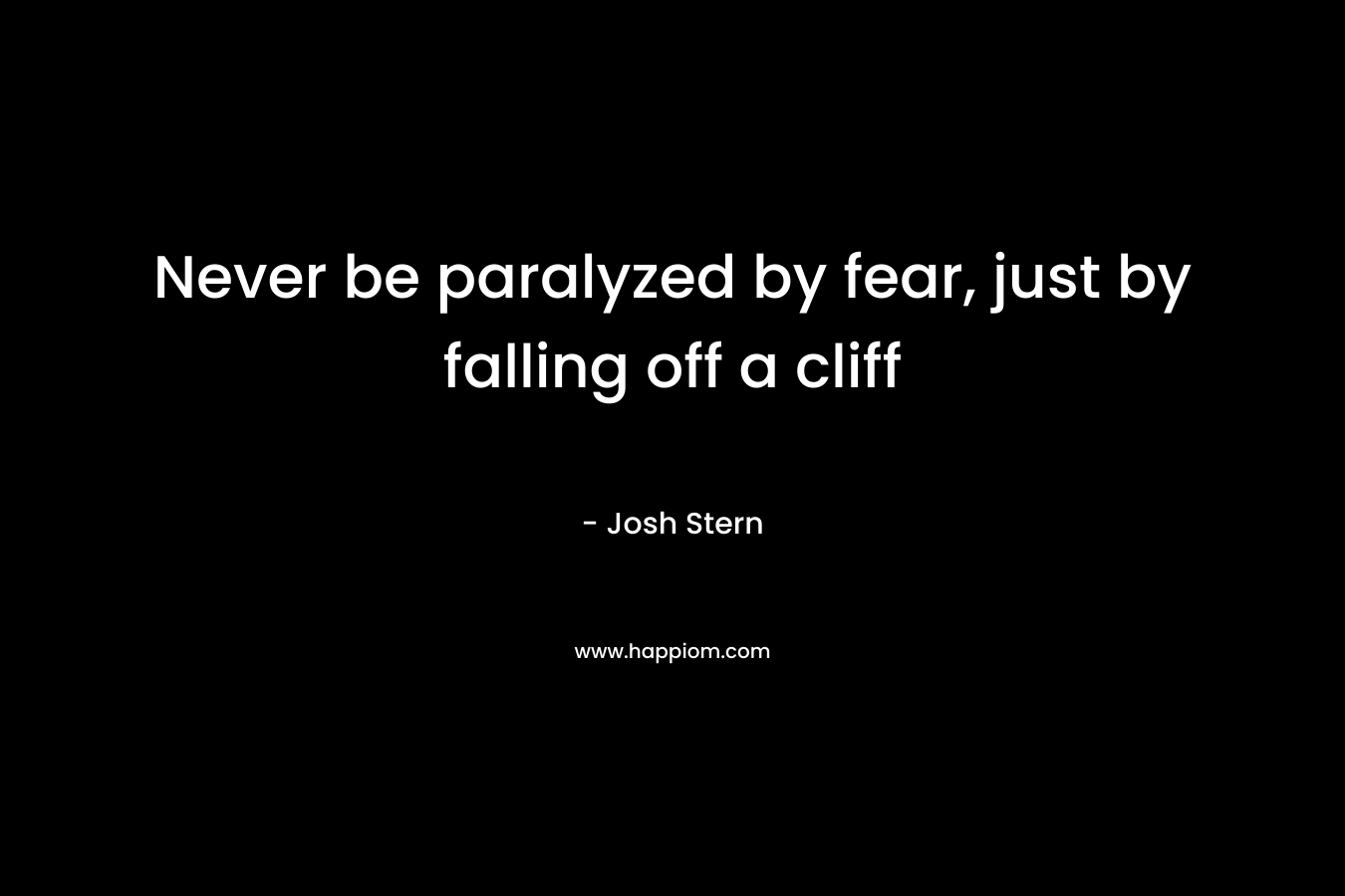 Never be paralyzed by fear, just by falling off a cliff – Josh Stern