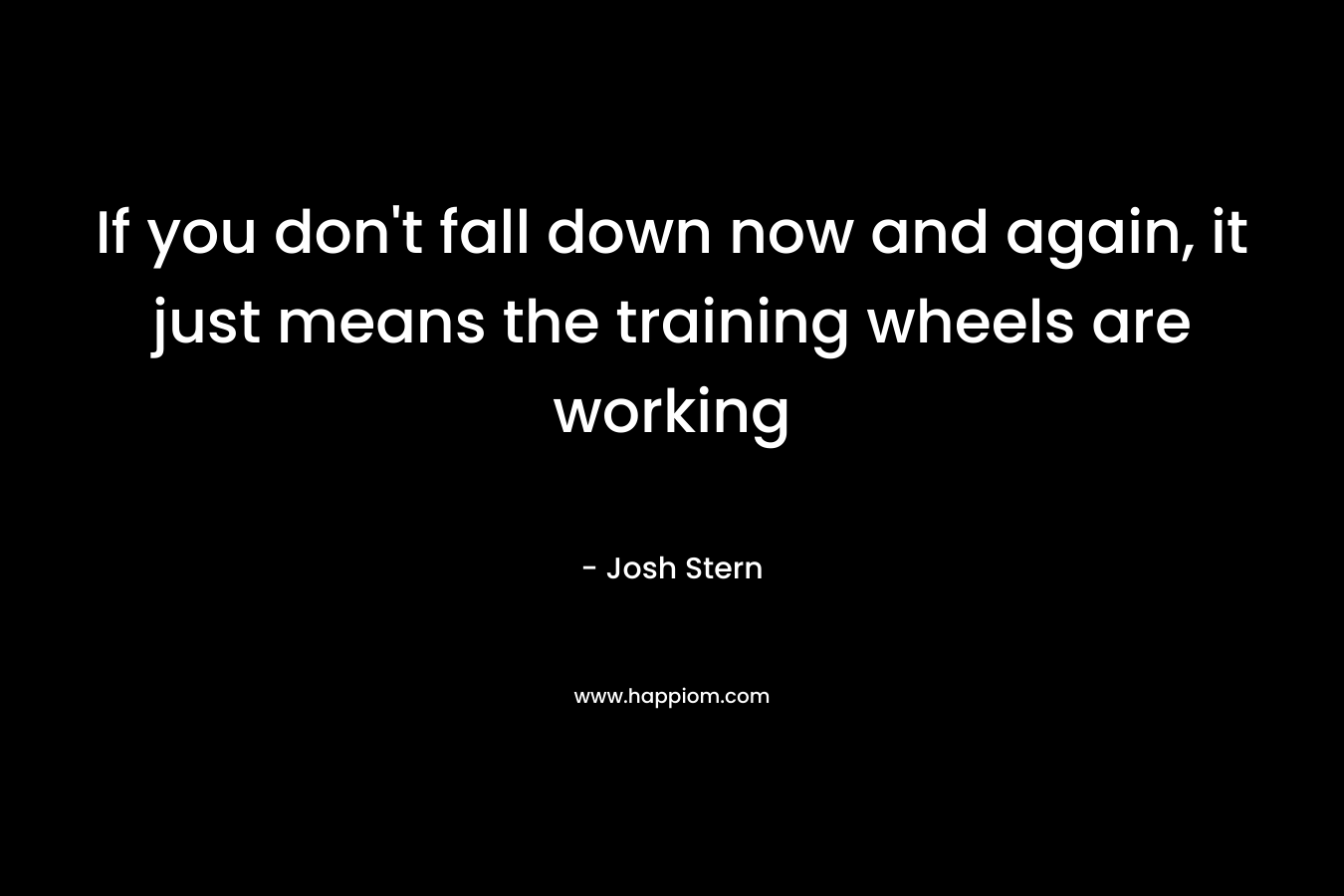 If you don’t fall down now and again, it just means the training wheels are working – Josh Stern