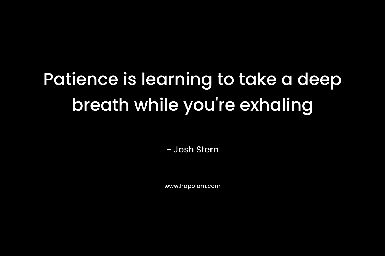 Patience is learning to take a deep breath while you’re exhaling – Josh Stern