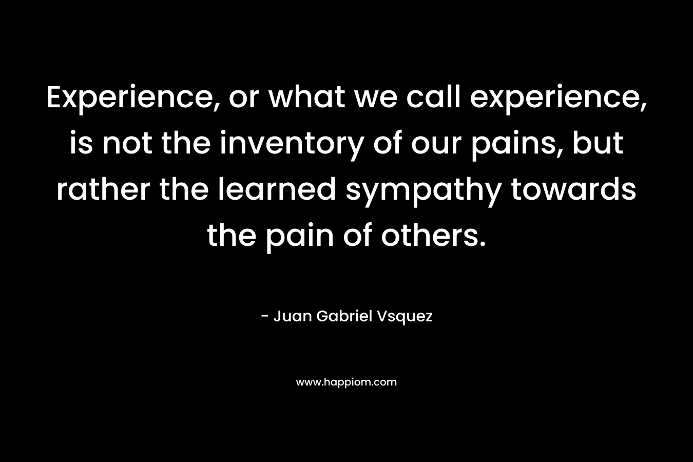 Experience, or what we call experience, is not the inventory of our pains, but rather the learned sympathy towards the pain of others.