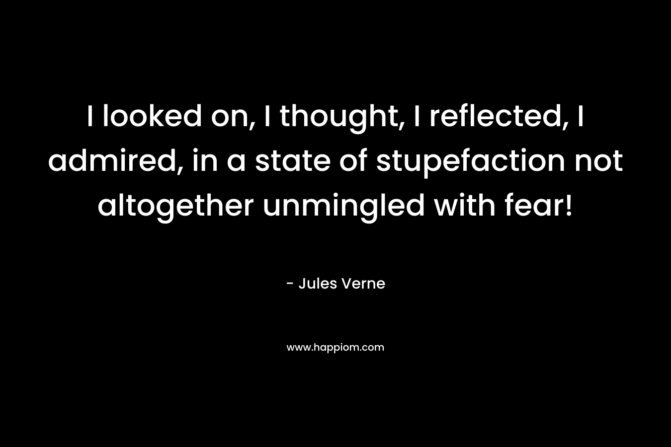 I looked on, I thought, I reflected, I admired, in a state of stupefaction not altogether unmingled with fear!