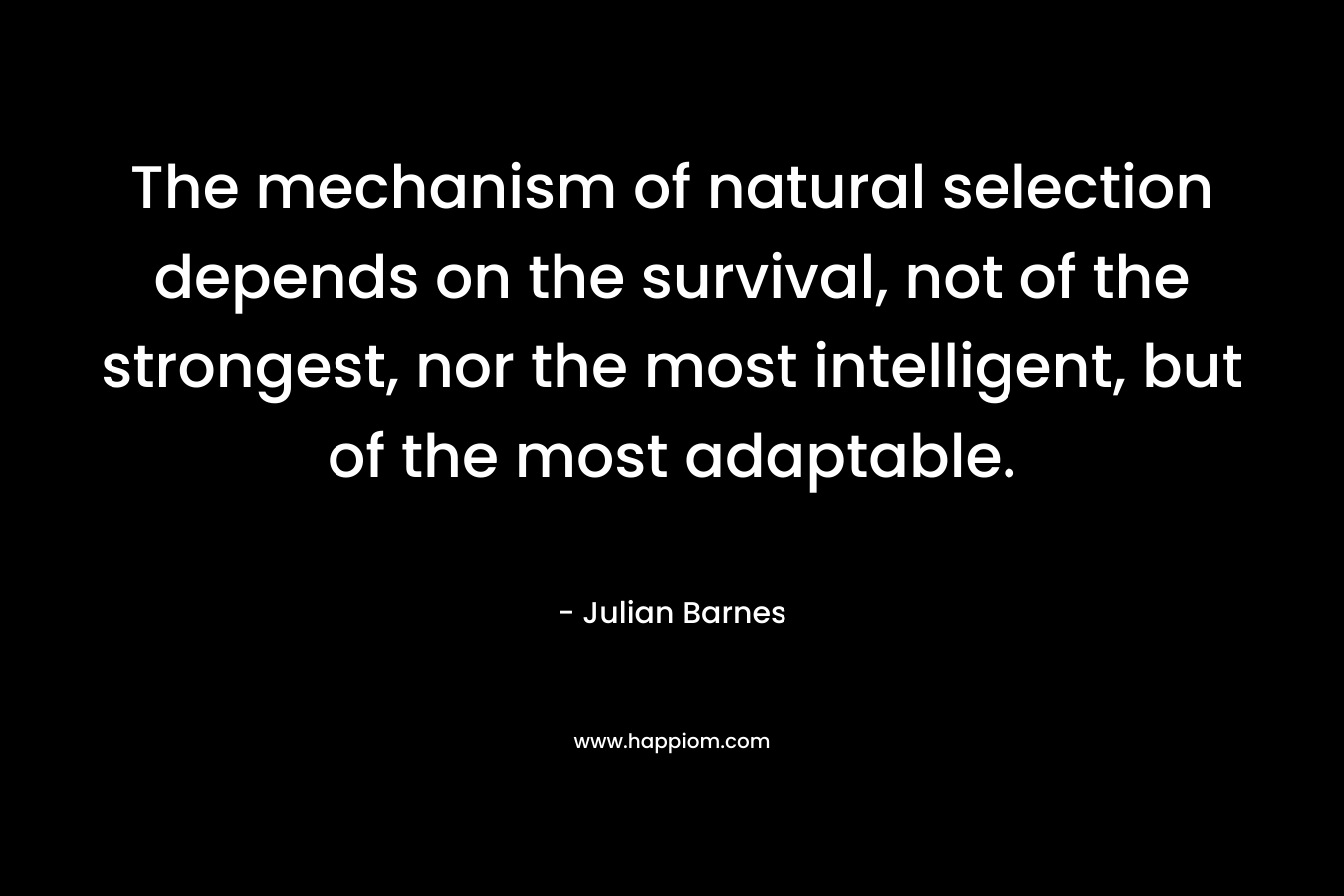 The mechanism of natural selection depends on the survival, not of the strongest, nor the most intelligent, but of the most adaptable. – Julian Barnes