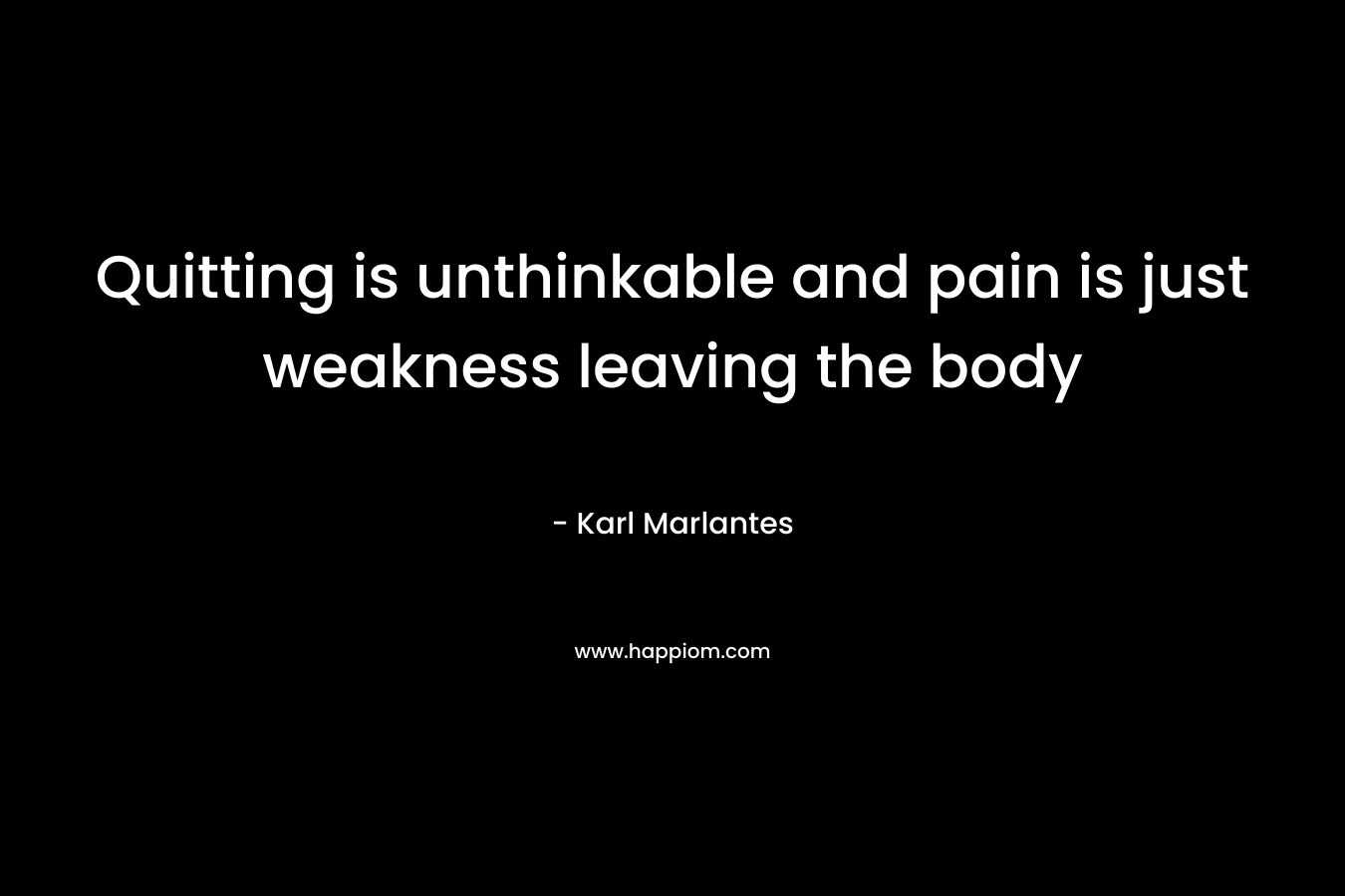 Quitting is unthinkable and pain is just weakness leaving the body – Karl Marlantes