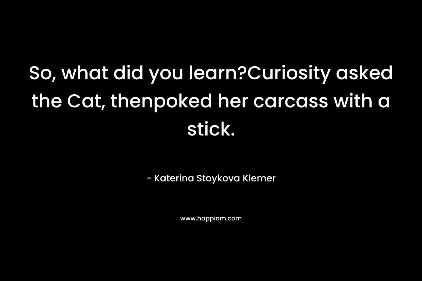 So, what did you learn?Curiosity asked the Cat, thenpoked her carcass with a stick.