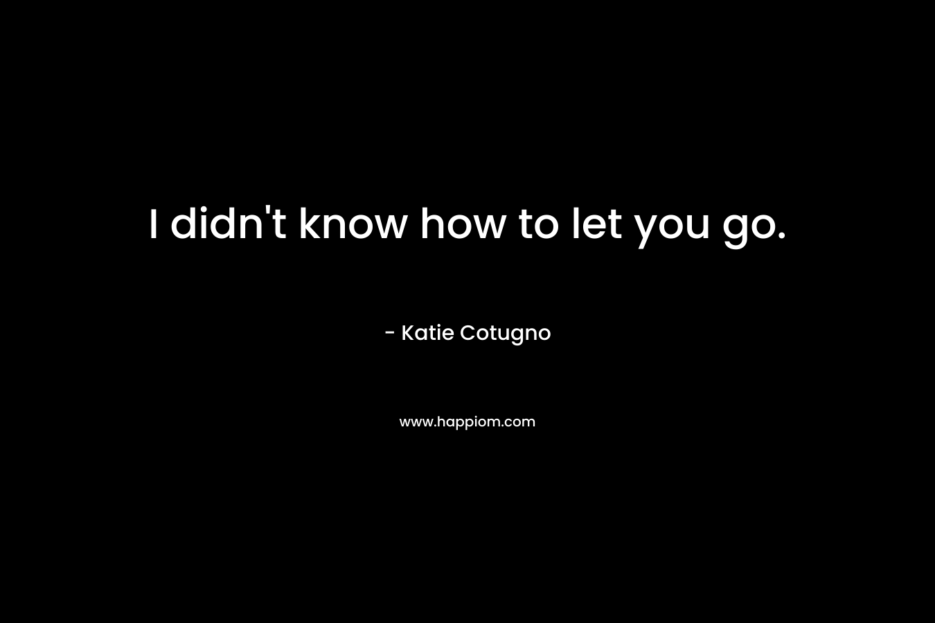 I didn’t know how to let you go. – Katie Cotugno