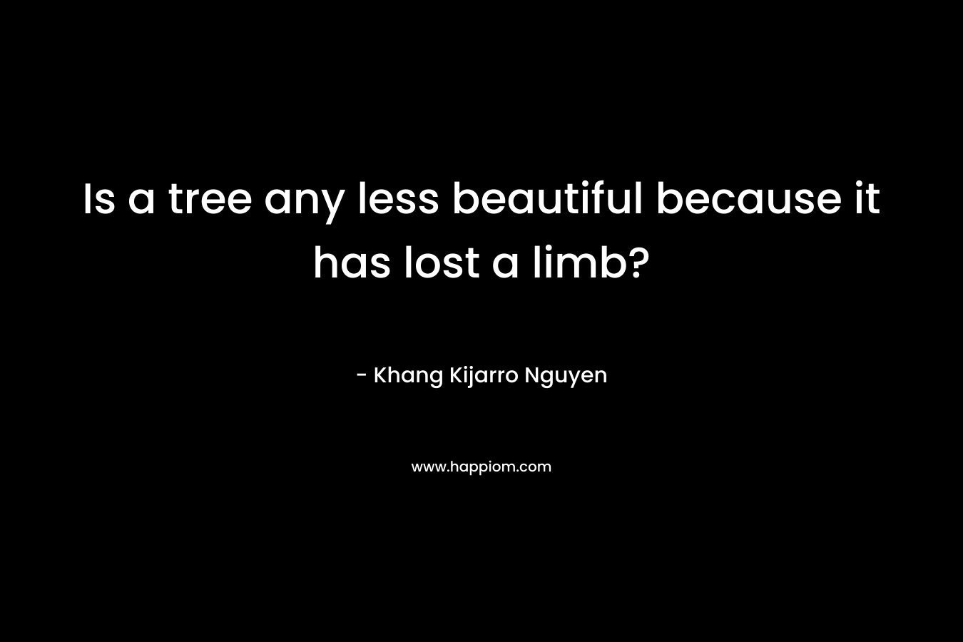 Is a tree any less beautiful because it has lost a limb? – Khang Kijarro Nguyen