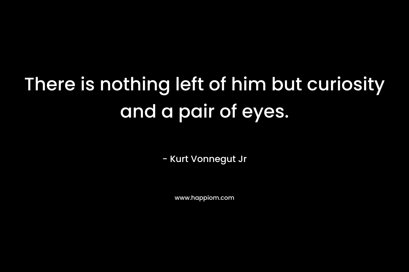 There is nothing left of him but curiosity and a pair of eyes. – Kurt Vonnegut Jr