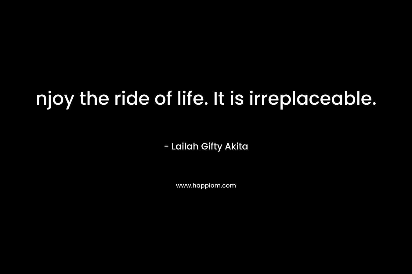 njoy the ride of life. It is irreplaceable.