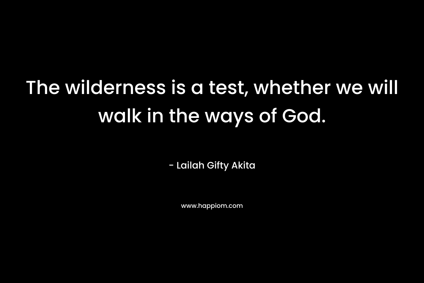 The wilderness is a test, whether we will walk in the ways of God.