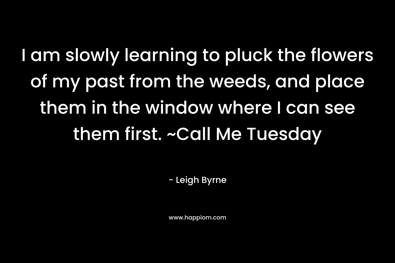 I am slowly learning to pluck the flowers of my past from the weeds, and place them in the window where I can see them first. ~Call Me Tuesday
