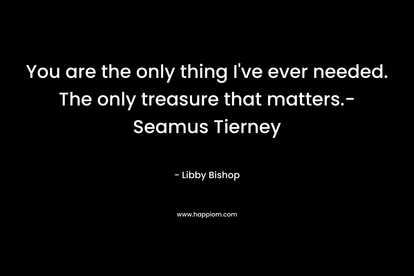 You are the only thing I've ever needed. The only treasure that matters.- Seamus Tierney