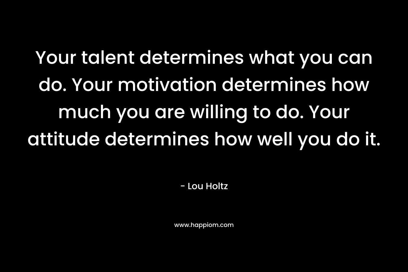 Your talent determines what you can do. Your motivation determines how much you are willing to do. Your attitude determines how well you do it.
