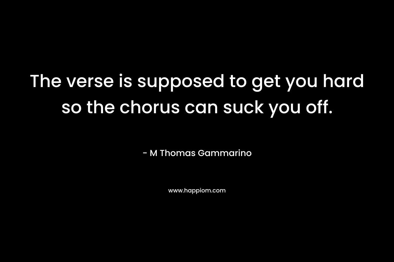The verse is supposed to get you hard so the chorus can suck you off. – M Thomas Gammarino
