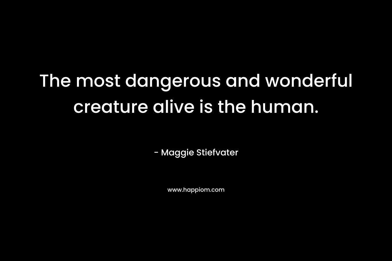The most dangerous and wonderful creature alive is the human. – Maggie Stiefvater