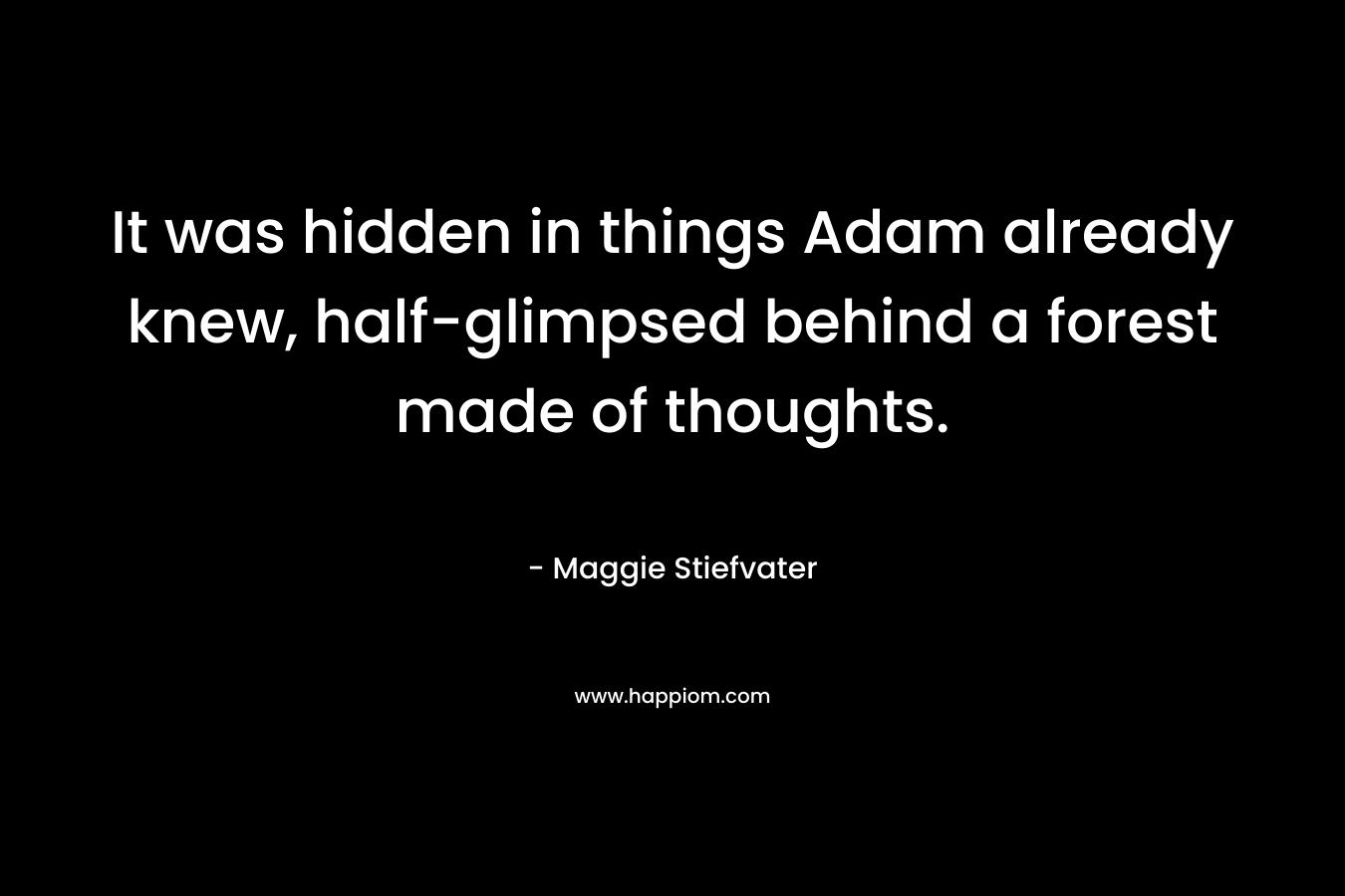 It was hidden in things Adam already knew, half-glimpsed behind a forest made of thoughts. – Maggie Stiefvater