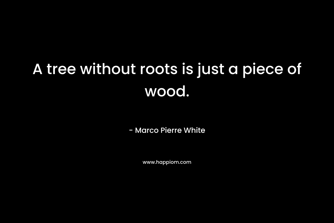A tree without roots is just a piece of wood. – Marco Pierre White