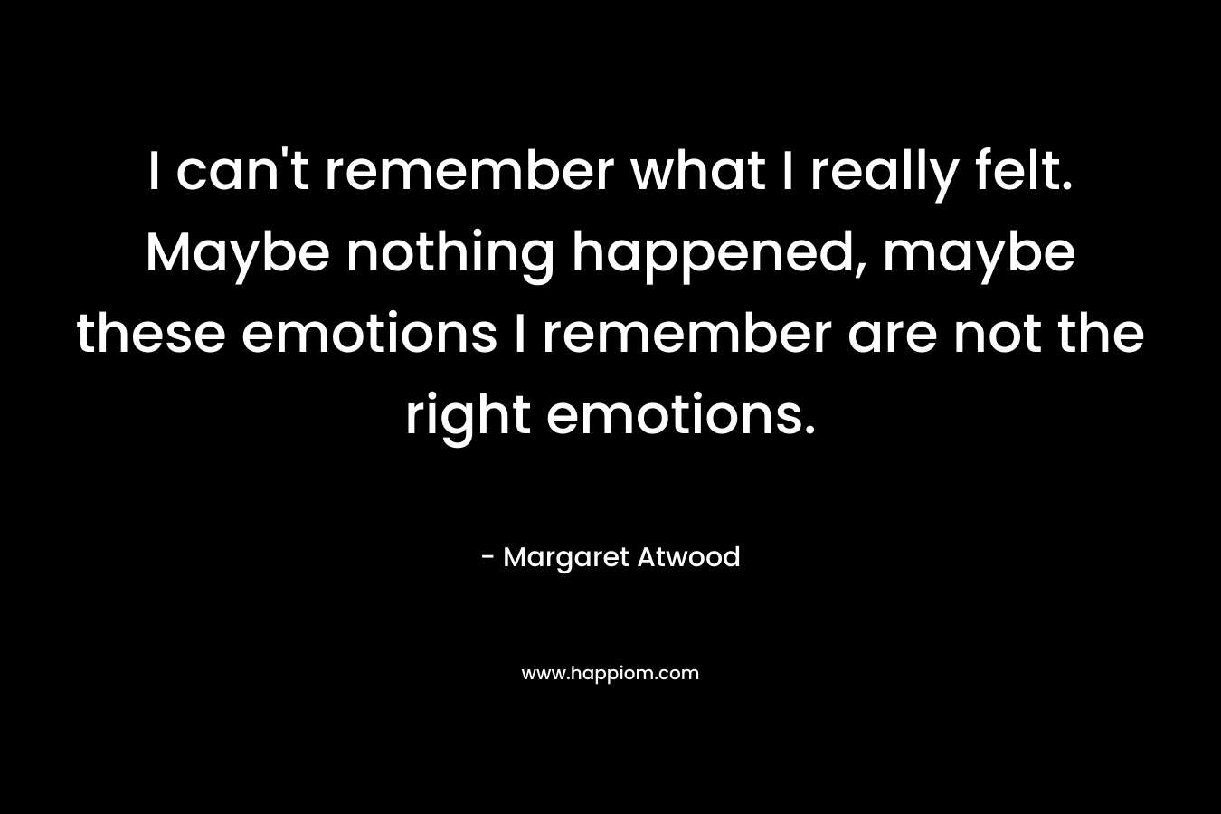 I can't remember what I really felt. Maybe nothing happened, maybe these emotions I remember are not the right emotions.