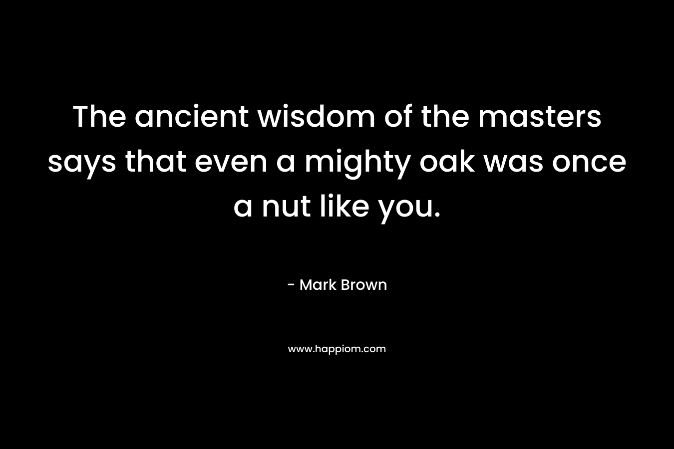 The ancient wisdom of the masters says that even a mighty oak was once a nut like you. – Mark Brown