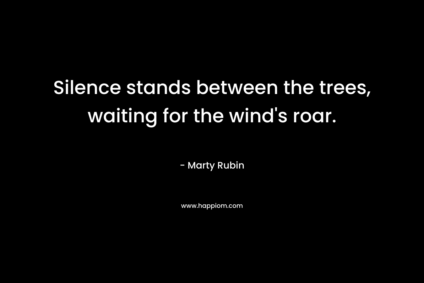 Silence stands between the trees, waiting for the wind’s roar. – Marty Rubin