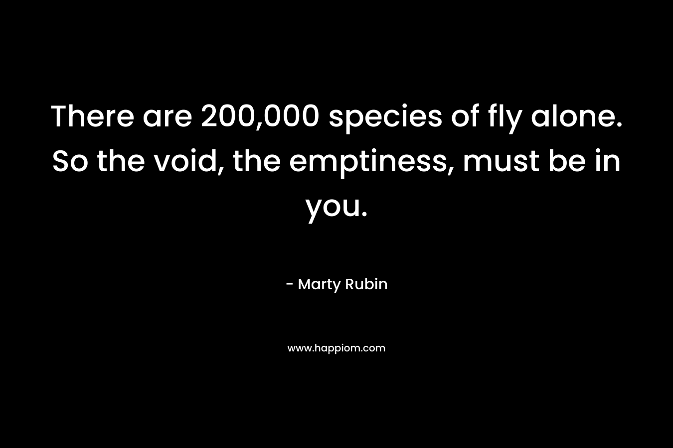 There are 200,000 species of fly alone. So the void, the emptiness, must be in you.
