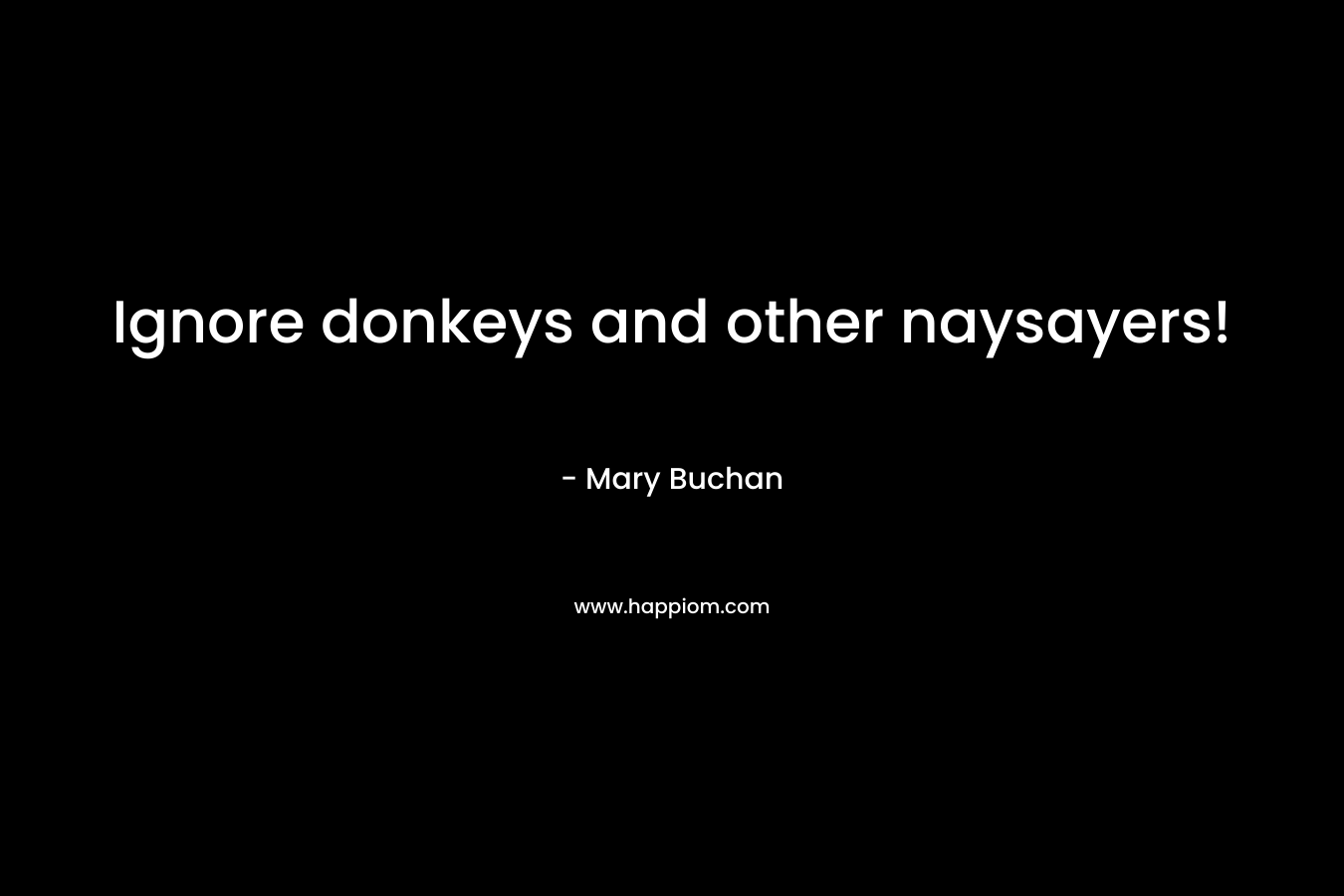 Ignore donkeys and other naysayers!