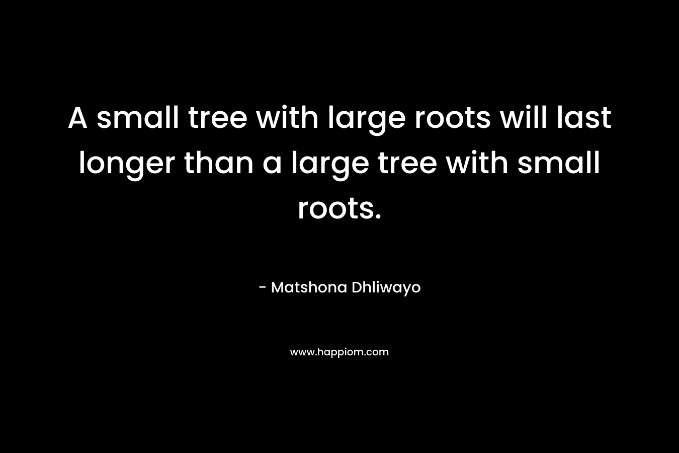 A small tree with large roots will last longer than a large tree with small roots.