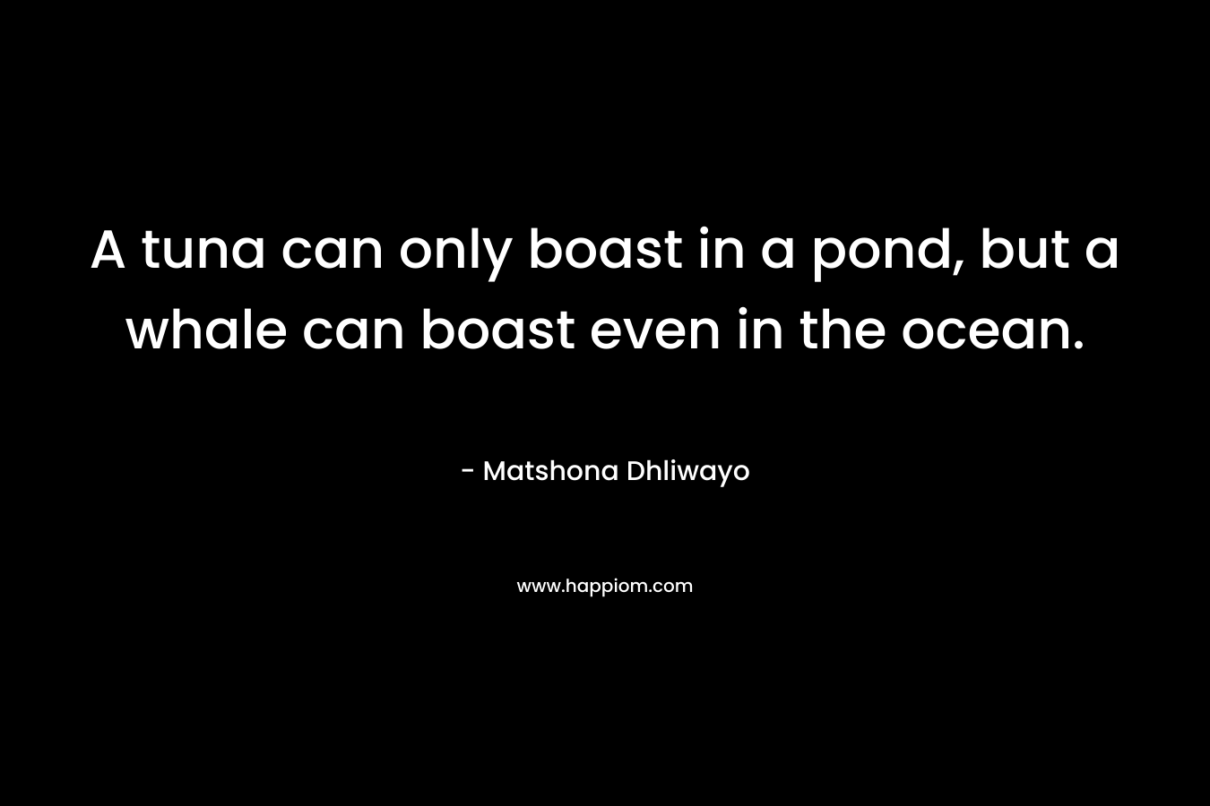 A tuna can only boast in a pond, but a whale can boast even in the ocean. – Matshona Dhliwayo