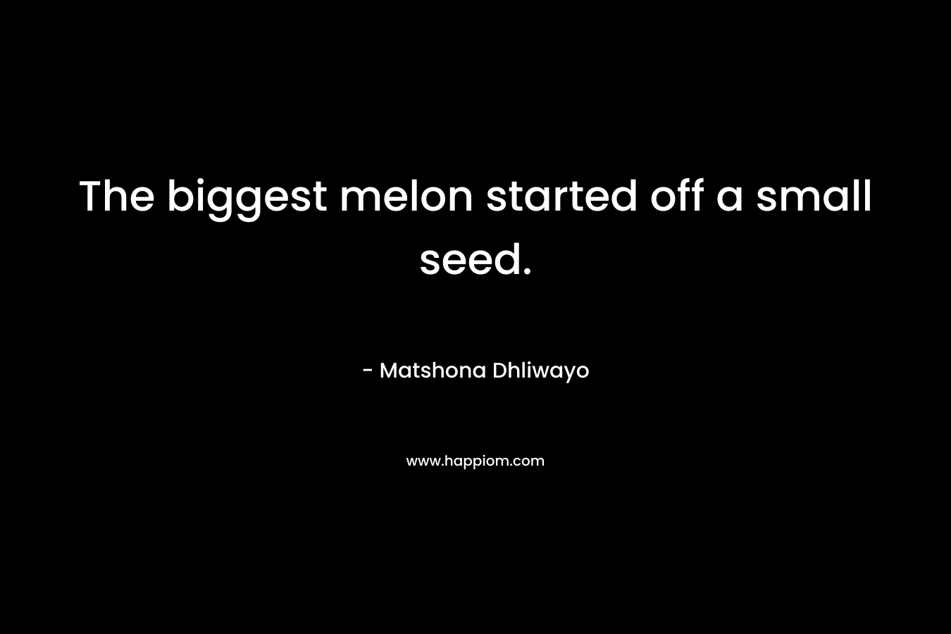 The biggest melon started off a small seed. – Matshona Dhliwayo