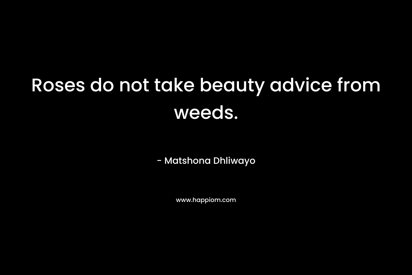 Roses do not take beauty advice from weeds. – Matshona Dhliwayo