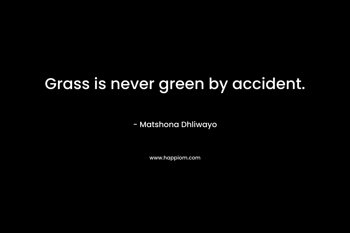 Grass is never green by accident. – Matshona Dhliwayo