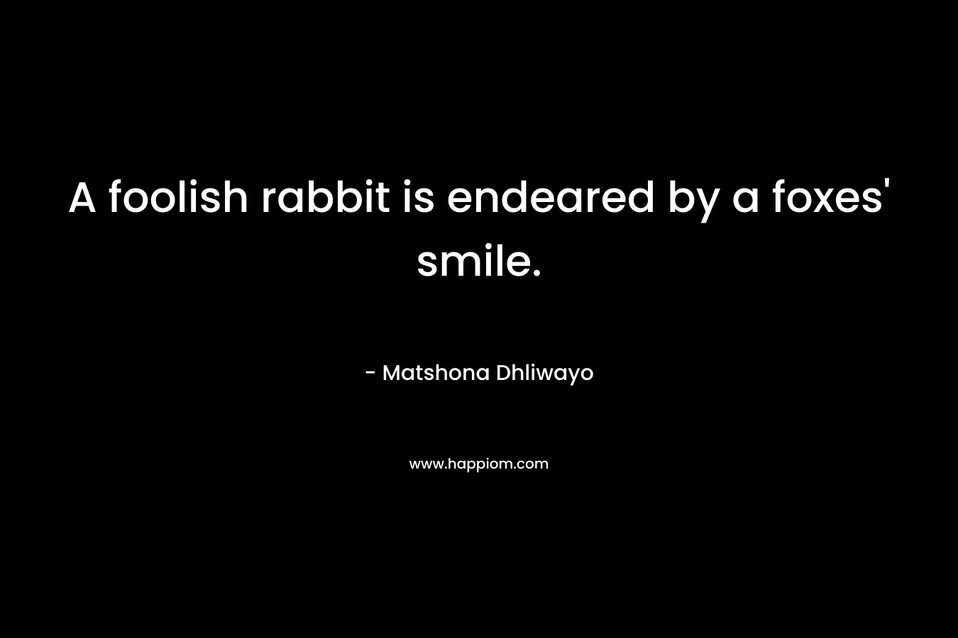 A foolish rabbit is endeared by a foxes’ smile. – Matshona Dhliwayo