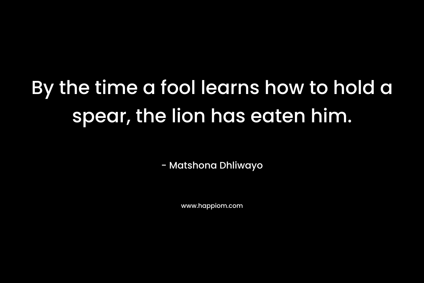 By the time a fool learns how to hold a spear, the lion has eaten him. – Matshona Dhliwayo
