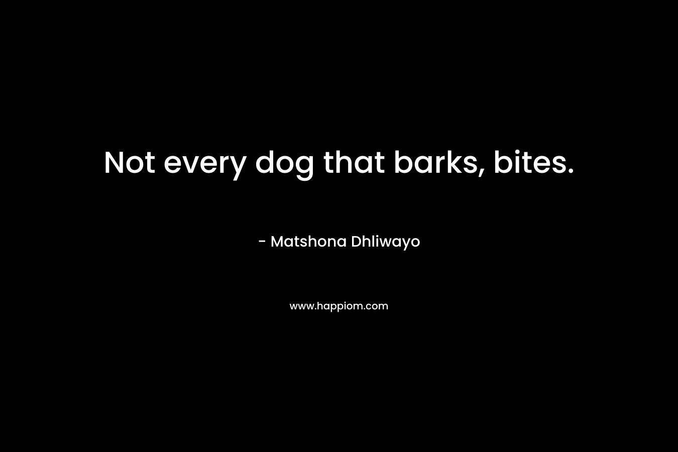 Not every dog that barks, bites. – Matshona Dhliwayo