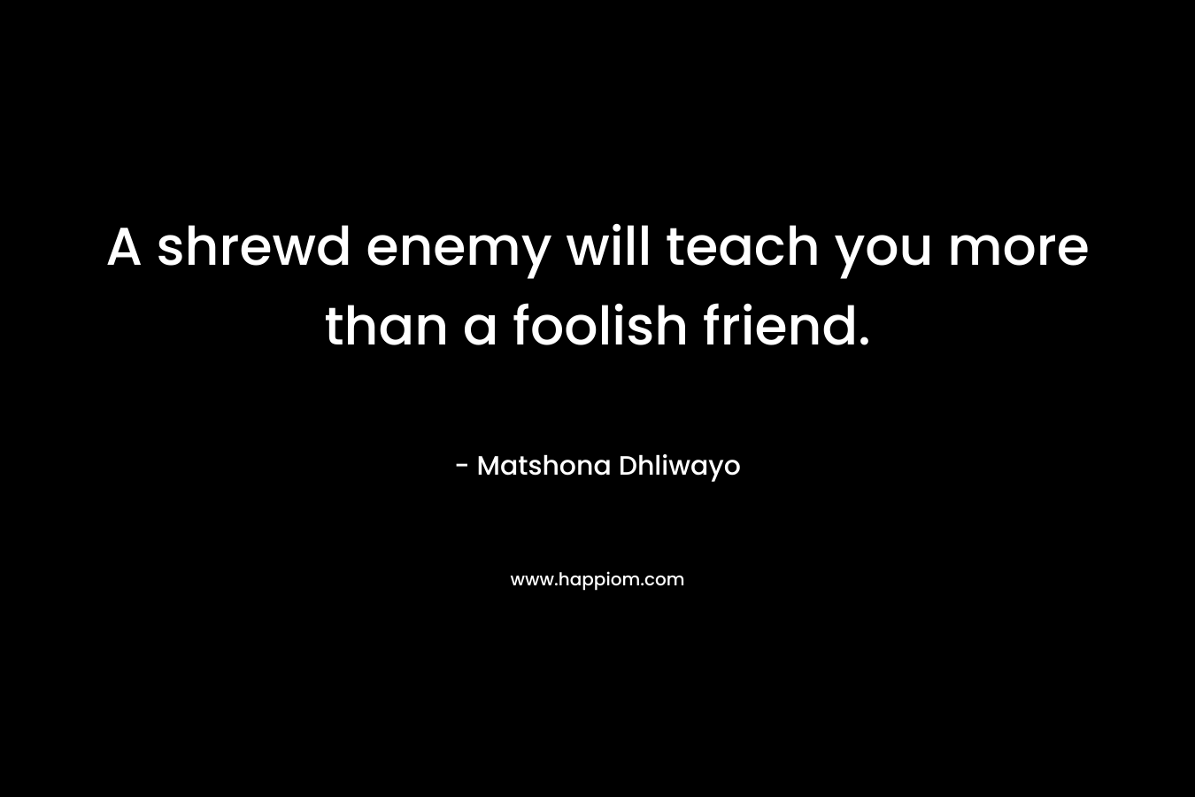 A shrewd enemy will teach you more than a foolish friend. – Matshona Dhliwayo
