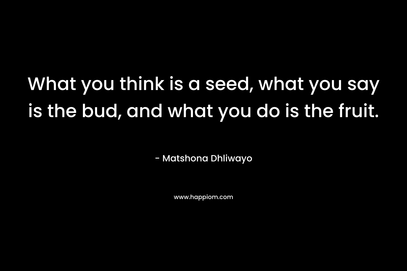 What you think is a seed, what you say is the bud, and what you do is the fruit.