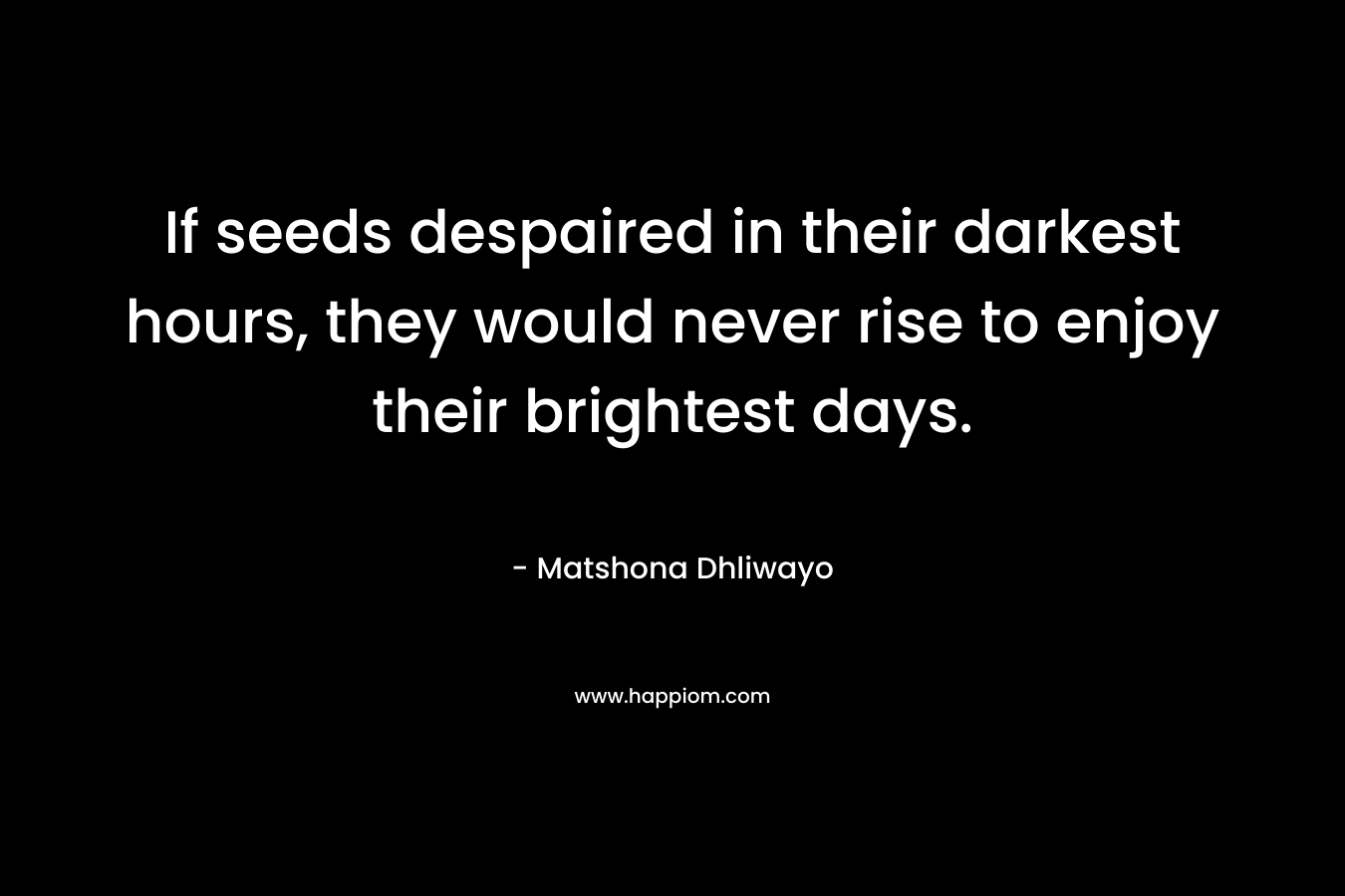 If seeds despaired in their darkest hours, they would never rise to enjoy their brightest days.
