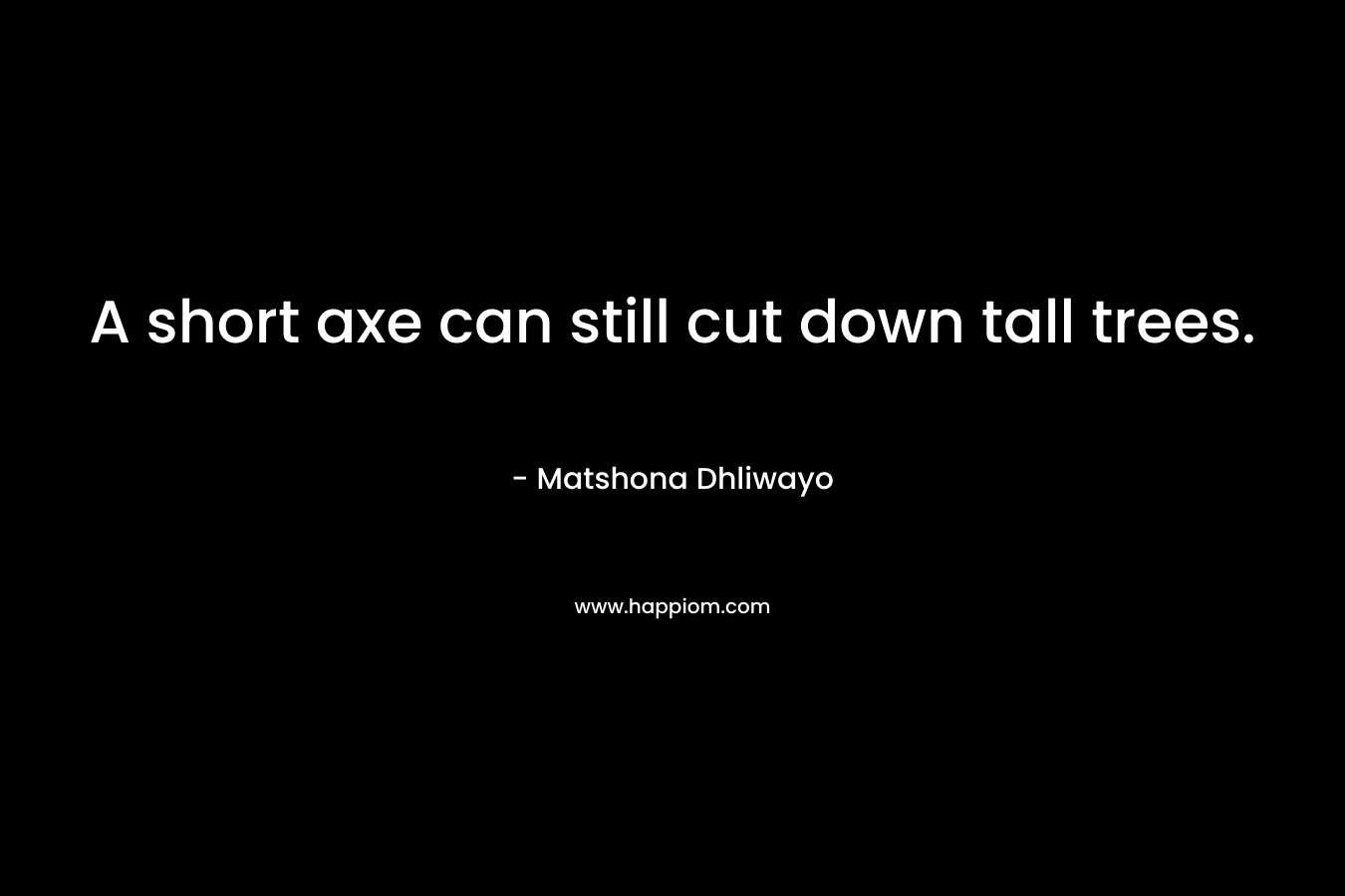 A short axe can still cut down tall trees. – Matshona Dhliwayo