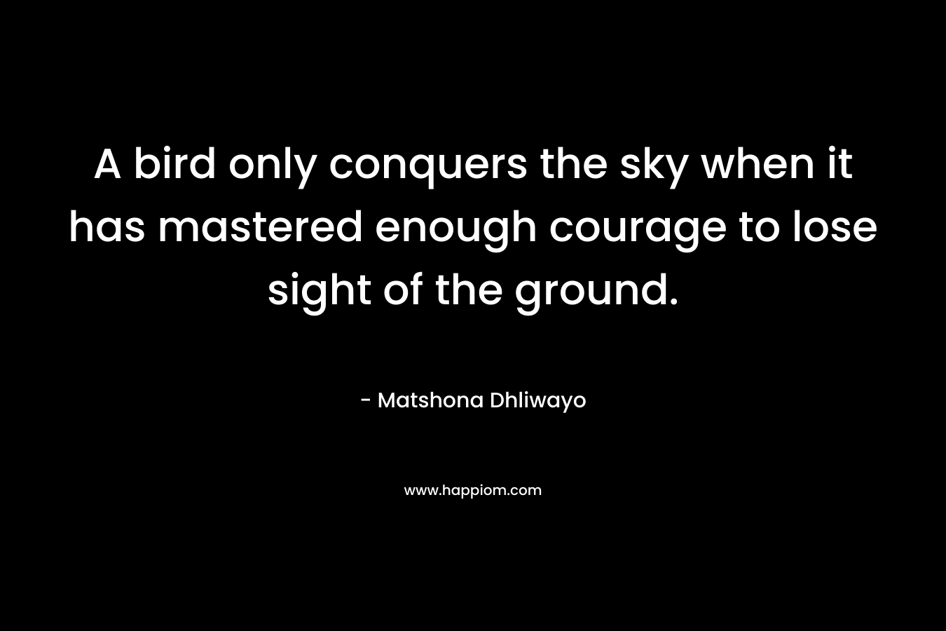 A bird only conquers the sky when it has mastered enough courage to lose sight of the ground.