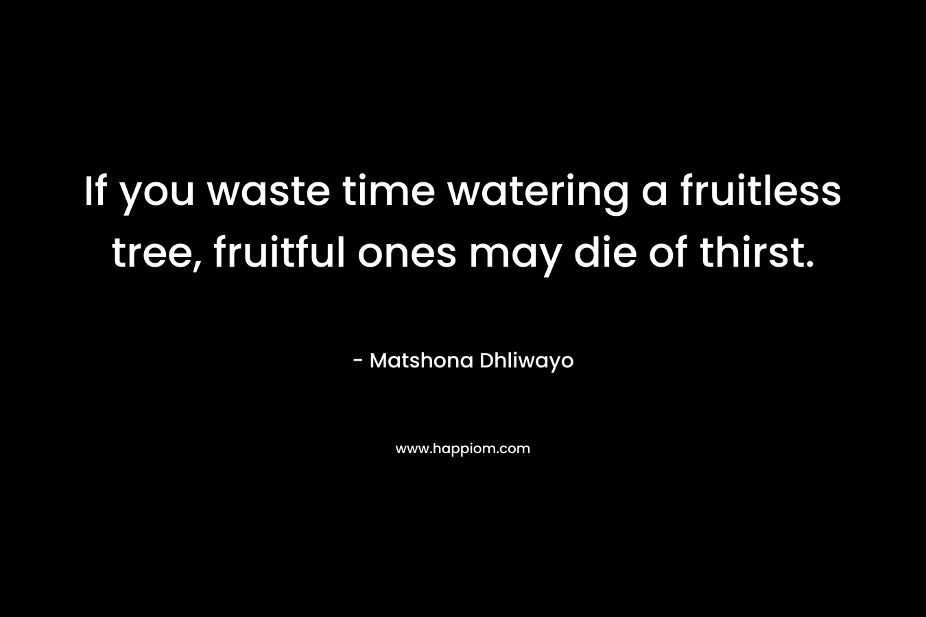 If you waste time watering a fruitless tree, fruitful ones may die of thirst. – Matshona Dhliwayo