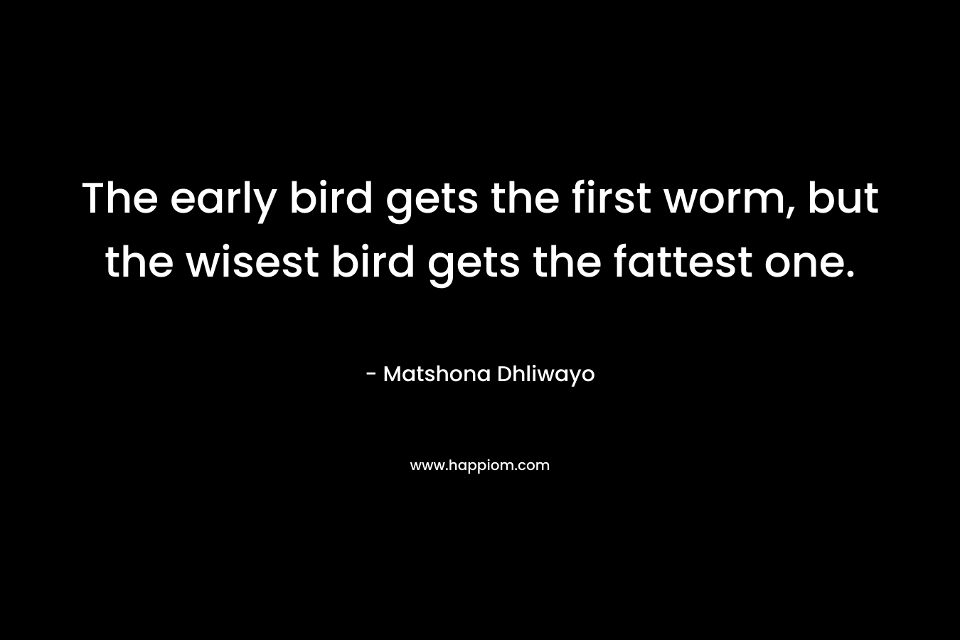The early bird gets the first worm, but the wisest bird gets the fattest one.