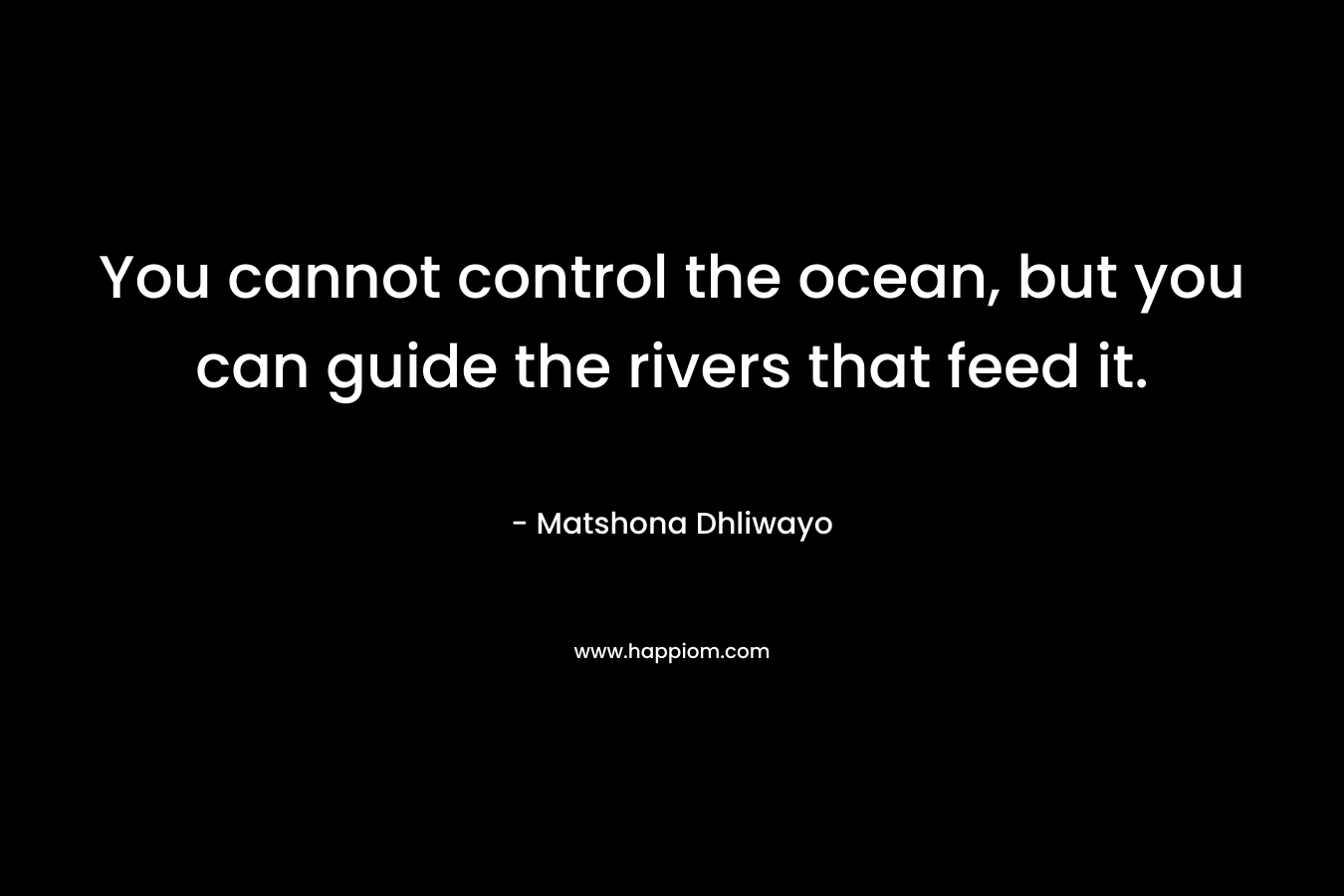 You cannot control the ocean, but you can guide the rivers that feed it.